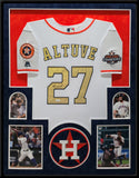 SUEDE FRAMED HOUSTON ASTROS JOSE ALTUVE AUTOGRAPHED SIGNED JERSEY JSA COA