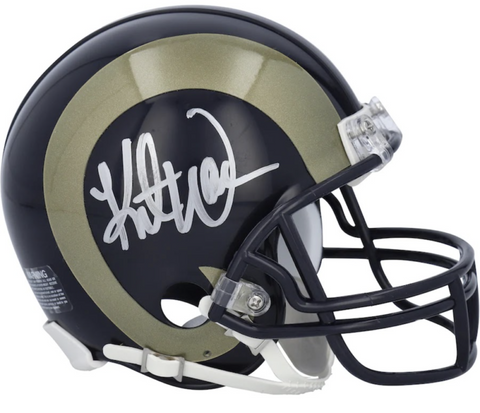 KURT WARNER Autographed St. Louis Rams Throwback Mini Helmet FANATICS