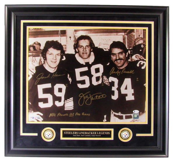 Ham/Lambert/Russell Steelers Legends Signed 16x20 Photo Framed Beckett 212627