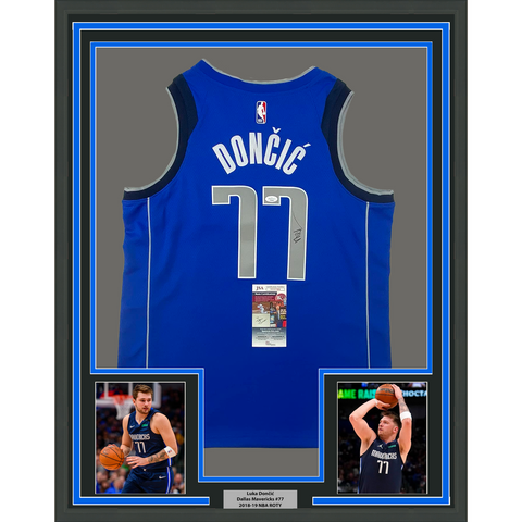 Framed Autographed Luka Doncic 33x42 Mavericks Authentic Jersey Fanatics COA