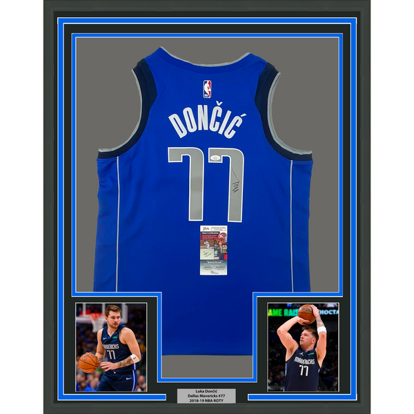 Framed Autographed Luka Doncic 33x42 Mavericks Authentic Jersey Fanatics COA