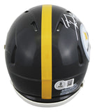Steelers T.J. Watt Signed Speed Mini Helmet W/ Case w/ White Sig BAS Witnessed