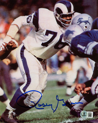 Rosey Grier Autographed/Signed Los Angeles Rams 8x10 Photo Beckett 57605