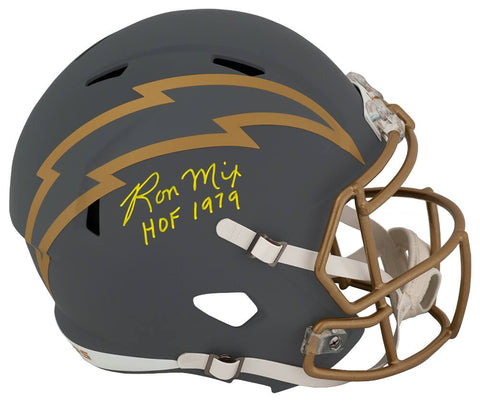 Ron Mix Signed Chargers SLATE Riddell Full Size Replica Helmet w/HOF - (SS COA)