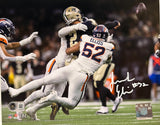 Jonah Elliss Autographed Denver Broncos 8x10 Photo (Road-QB Pressure) BAS COA