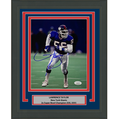 Framed Autographed/Signed Lawrence Taylor New York Giants 8x10 Photo JSA COA