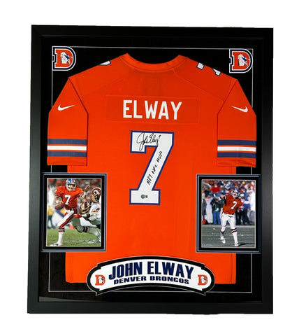 John Elway Autographed/Inscribed "1987 NFL MVP" DLX Framed Nike Broncos JSY BAS