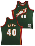 Sonics Shawn Kemp "Reign Man" Signed Green M&N 1995-96 HWC Swingman Jersey BAS W