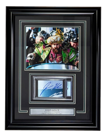 Jason Kelce Signed Framed Cut Signature w/ 8x10 Philadelphia Eagles Photo PSA
