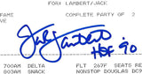 Jack Lambert HOF Autographed Flight Schedule Pittsburgh Steelers JSA