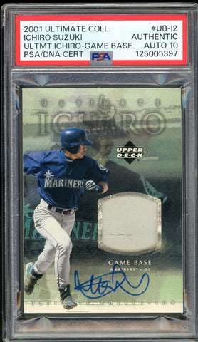 2001 UD Ultimate Collection Game Base #UB-I2 Ichiro Suzuki RC PSA/DNA 10 Auto
