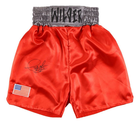 Deontay Wilder Signed Custom Red Boxing Trunks BAS