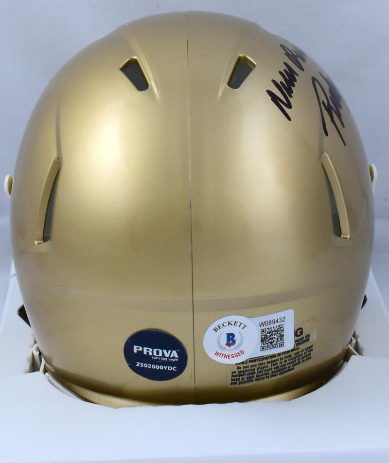 Rudy Ruettiger Signed Notre Dame Riddell Speed Mini Helmet W/Never Qui ...