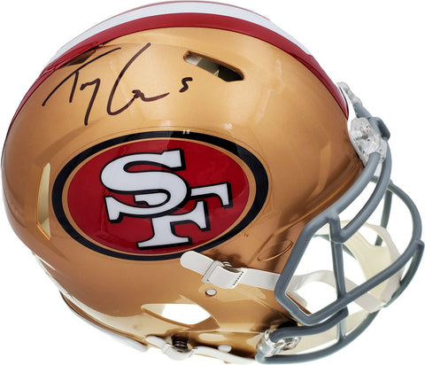 TREY LANCE AUTOGRAPHED 49ERS GOLD FULL SIZE AUTHENTIC HELMET BECKETT QR 194739