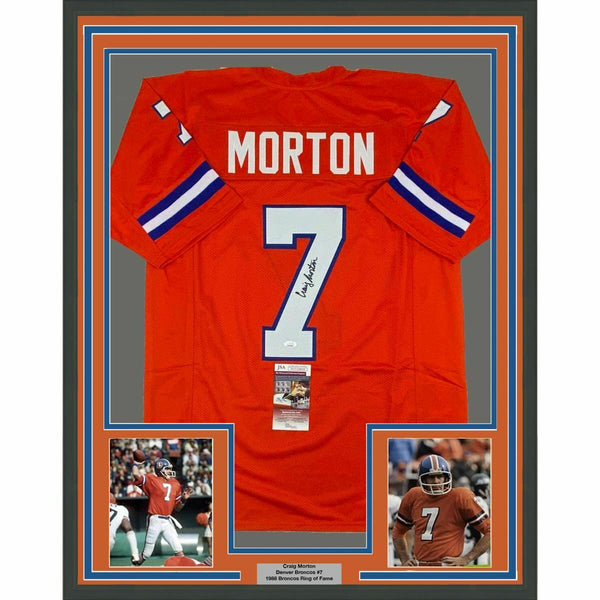 FRAMED Autographed/Signed CRAIG MORTON 33x42 Denver Orange Jersey JSA COA Auto