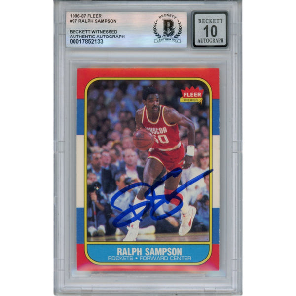 Ralph Sampson Autographed 1986 Fleer #97 Slabbed Trading Card Beckett 50610