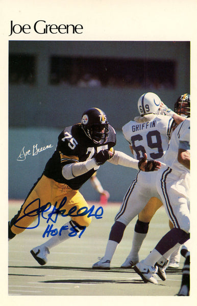 Joe Greene Signed Pittsburgh Steelers Mini Poster 44/50 HOF JSA 46188
