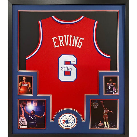 Julius Erving Autographed Signed Framed Philadelphia 76ers Jersey PSA/DNA