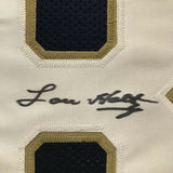 FRAMED Autographed/Signed LOU HOLTZ 33x42 Notre Dame Blue College Jersey JSA COA