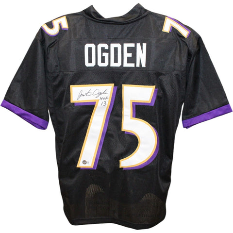 Jonathan Ogden Autographed/Signed Pro Style Black Jersey HOF Beckett 44101