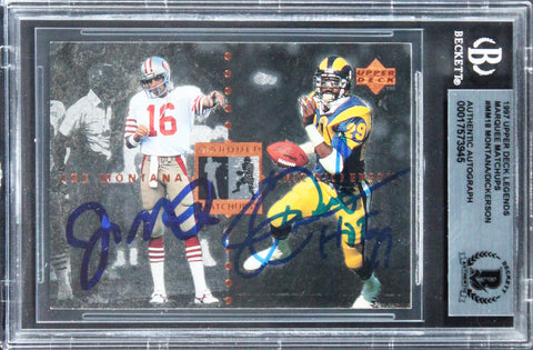 Montana & Dickerson Signed 1997 Upper Deck Marquee Matchups #MM18 Card BAS Slab