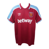 Carlos Tevez Signed West Ham Home Soccer Jersey #32 with Beckett Witness