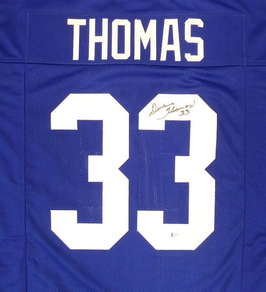 DALLAS COWBOYS DUANE THOMAS AUTOGRAPHED BLUE JERSEY BECKETT BAS STOCK #177505