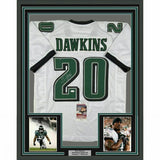 Framed Autographed/Signed Brian Dawkins 33x42 Philadelphia White Jersey JSA COA