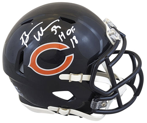 Bears Brian Urlacher "HOF 18" Authentic Signed Speed Mini Helmet BAS Witnessed