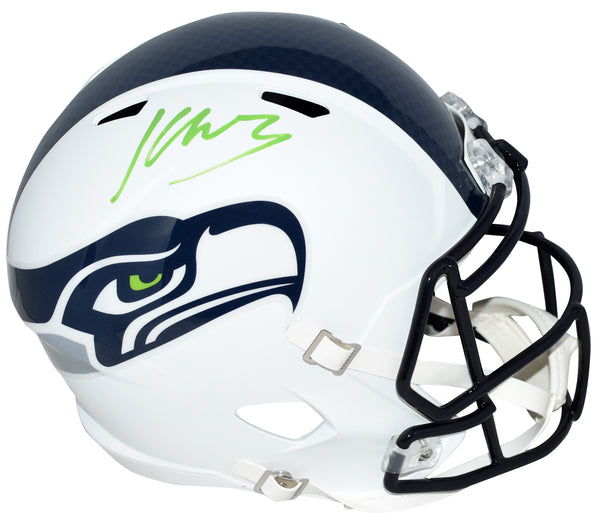 KENNETH WALKER III SIGNED SEATTLE SEAHAWKS FLAT WHITE FULL SIZE HELMET BECKETT
