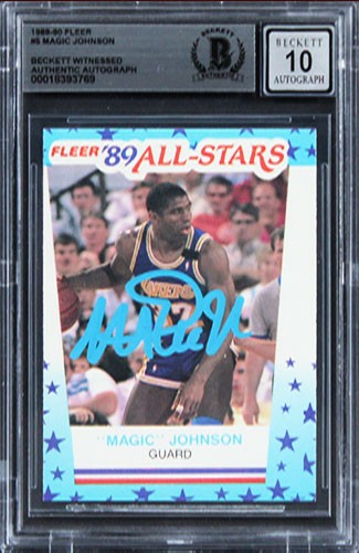 Lakers Magic Johnson Authentic Signed 1989 Fleer #5 Card Auto 10! BAS Slabbed