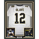 Framed Autographed/Signed Chris Olave 35x39 New Orleans White Jersey BAS COA