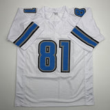 Autographed/Signed Calvin Johnson Detroit White Football Jersey JSA COA #2