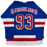 Autographed/Signed Mika Zibanejad New York Blue Hockey Jersey Beckett BAS COA