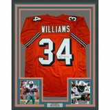 FRAMED Autographed/Signed RICKY WILLIAMS 33x42 Miami Orange Jersey JSA COA Auto