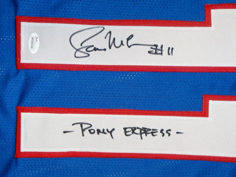 Lance McIlhenny Pony Express Autographed Blue College Style Jersey- JSA W Auth