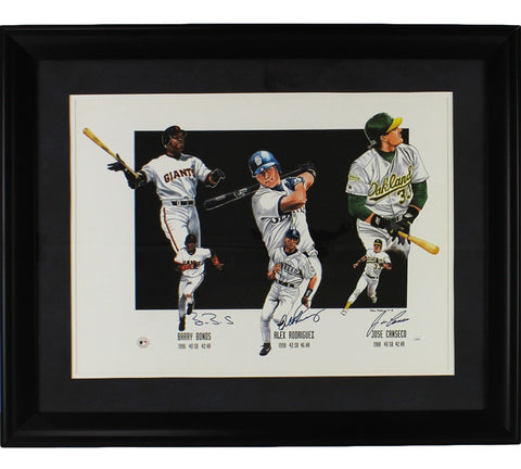 Barry Bonds, Alex Rodriguez and Jose Canseco Signed Framed 16x20 MLB Photo