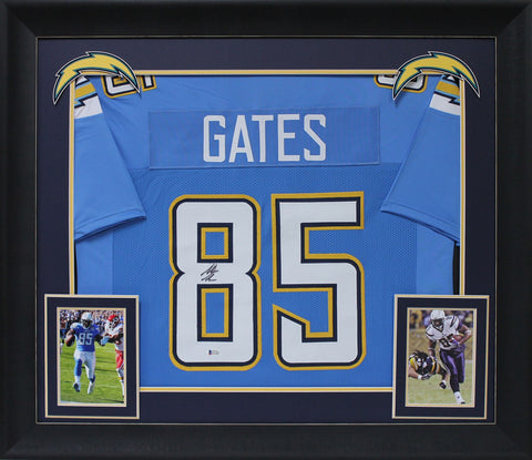 Antonio Gates Authentic Signed Powder Blue Pro Style Framed Jersey BAS Witnessed