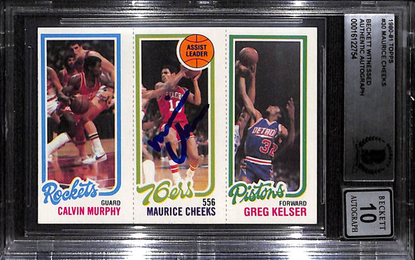 Maurice Cheeks Signed 1980 Topps #30 Trading Card Grade 10 Beckett 43886