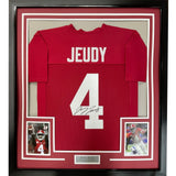 FRAMED Autographed/Signed JERRY JEUDY 35x39 Alabama Red Jersey JSA COA