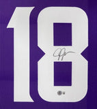 Justin Jefferson Minnesota Signed Framed Purple Football Jersey BAS
