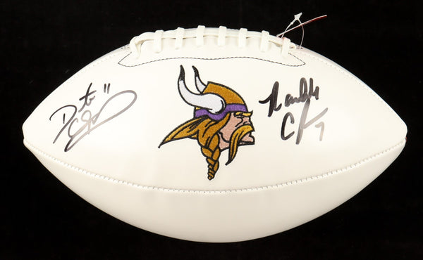 Randall Cunningham & Daunte Culpepper Signed Vikings Logo Football (Beckett)