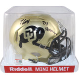 Travis Hunter Autographed Colorado Buffaloes Mini Helmet Heisman Beckett 51426