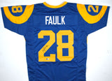 Marshall Faulk Autographed Blue Yellow Pro Style Jersey - Beckett W Hologram