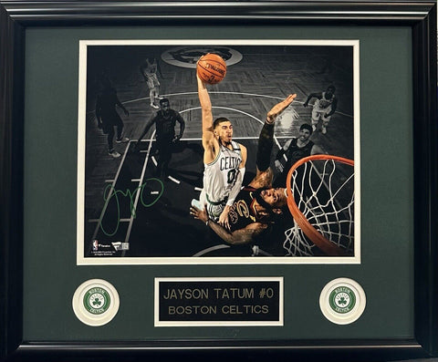 Jayson Tatum Celtics Signed 11x14 Photo Framed Dunking On Lebron Auto Fanatics