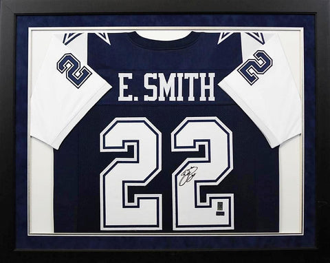 EMMITT SMITH AUTOGRAPHED DALLAS COWBOYS #22 FRAMED JERSEY COA