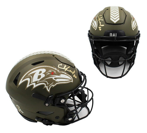 Ed Reed Signed Baltimore Ravens Speed Flex Authentic Salute to Service Helmet