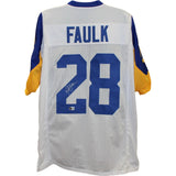 Marshall Faulk Autographed/Signed Pro Style XL Jersey TB White Beckett W 58509
