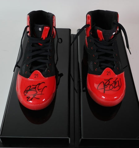 Jimmy Butler Autographed Black/Red Adidas Basketball Shoes Pair Size 14 JSA LOA