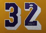 MAGIC JOHNSON (Lakers yellow SKYLINE) Signed Autographed Framed Jersey JSA